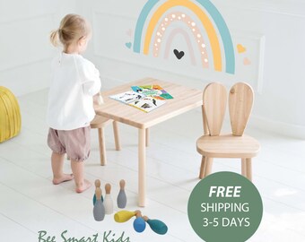 Rabbit Chair, Wooden Kids Table And Chair Set, Wooden Table, Wooden Chair For Kids, Montessori Table And Chair ,Christmas