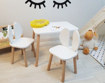 Montessori Möbel - Holztisch und Stühle, Holztisch, Holzstuhl, Kindermöbel, Kindertisch, Kleinkindertisch, Kleinkindgeschenk