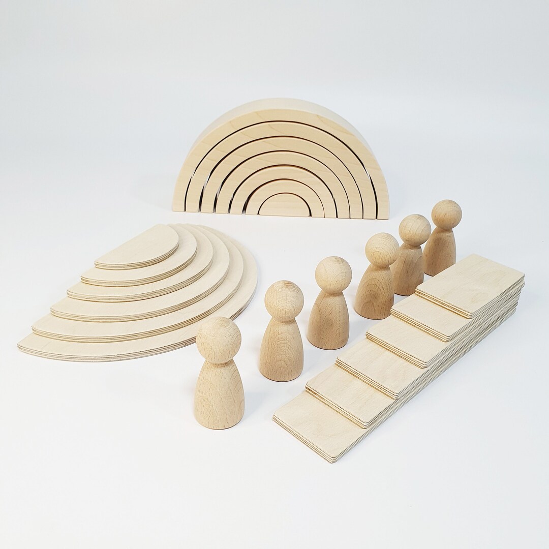 Wooden Rainbow Stacking Toy Natural Set 26 Pieces Rainbow - Etsy