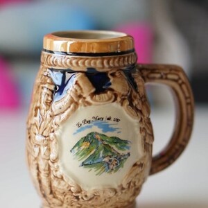Vintage Ceramic Beer Stein made in France - Le Puy Mary