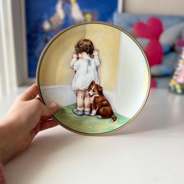 Assiette en porcelaine Hamilton Collection « The Reward » 1985 meilleur ami enfants - French vintage