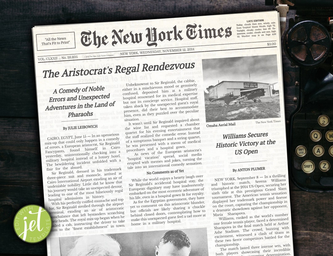 Editable Newspaper Template New York Times Replica Instant Download Etsy Editable Newspaper Template New York Times Replica Instant Download Etsy