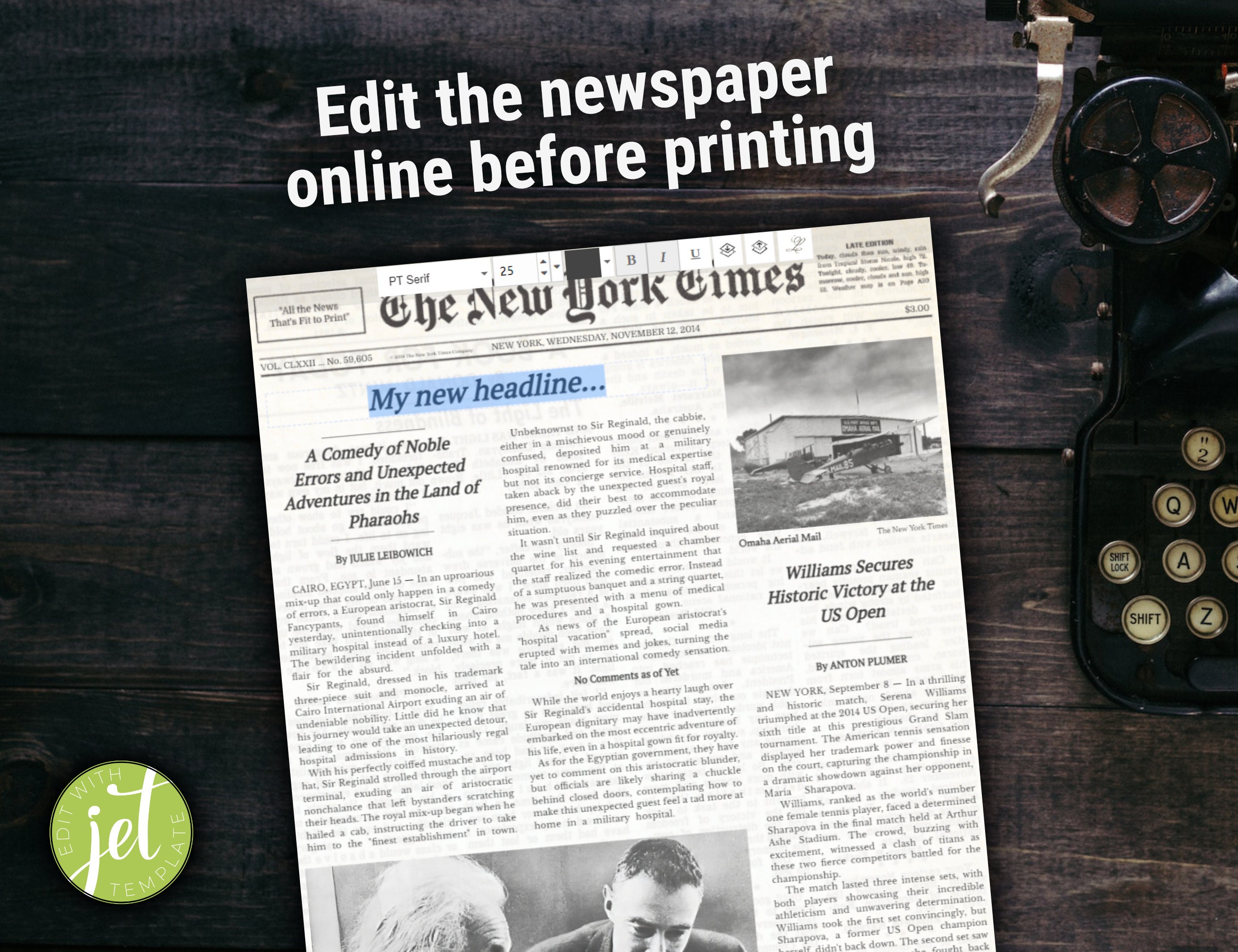Editable Newspaper Template New York Times Replica Instant Download - Etsy