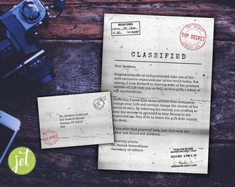 Editable Top Secret Letter Template - Editable Spy Letter - Instant Download - Envelope Included