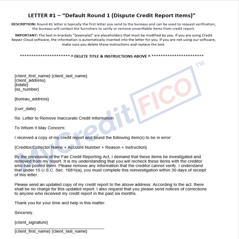 Credit Repair Templates DIY Etsy