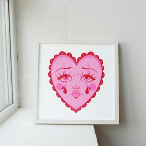 Sad Clown Print | Love Core Print | Clown Art | Love Art | Pink Art Print | Vintage Clown |  Original Art Print