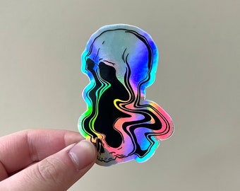 Holographic Skull Sticker | Skull Sticker | Holographic Sticker | Laptop Sticker | Water Bottle Sticker | Holographic Skull