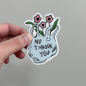 No Thank You Sticker | Sticker | Laptop Sticker | Water Bottle Sticker | Blue Sticker | Blue Art Sticker | Floral Sticker