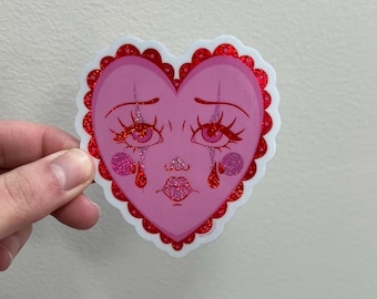 Glittery Clown Sticker | Sad Clown | Love Core Sticker | Heart Sticker | Water Bottle Sticker | Laptop Sticker | Original Sticker