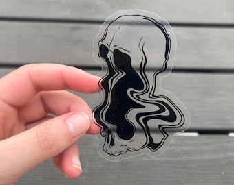 Clear Skull Sticker | Melting Skull Sticker | Skull Sticker | Clear Sticker | Laptop Sticker | Water Bottle Sticker | Original Art Sticker