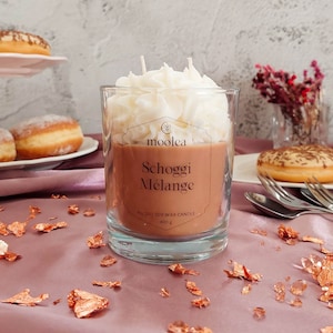 Schoggi Mélange candle, dessert candle, decorative candle in glass jar, chocolate candle, christmas candle gift for her