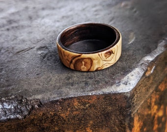 Olive Ash Burl Ring • Made in Tasmania • Wood Ring