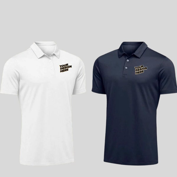 Performance Polo Your Text, Logo | Custom Performance Polyester Polo personalized Company Shirt Golf Custom Logo Design unisex