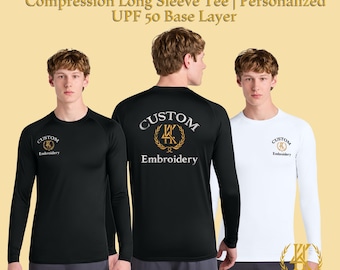 Custom Embroidered Compression Long Sleeve Tee | Personalized UPF 50 Base Layer