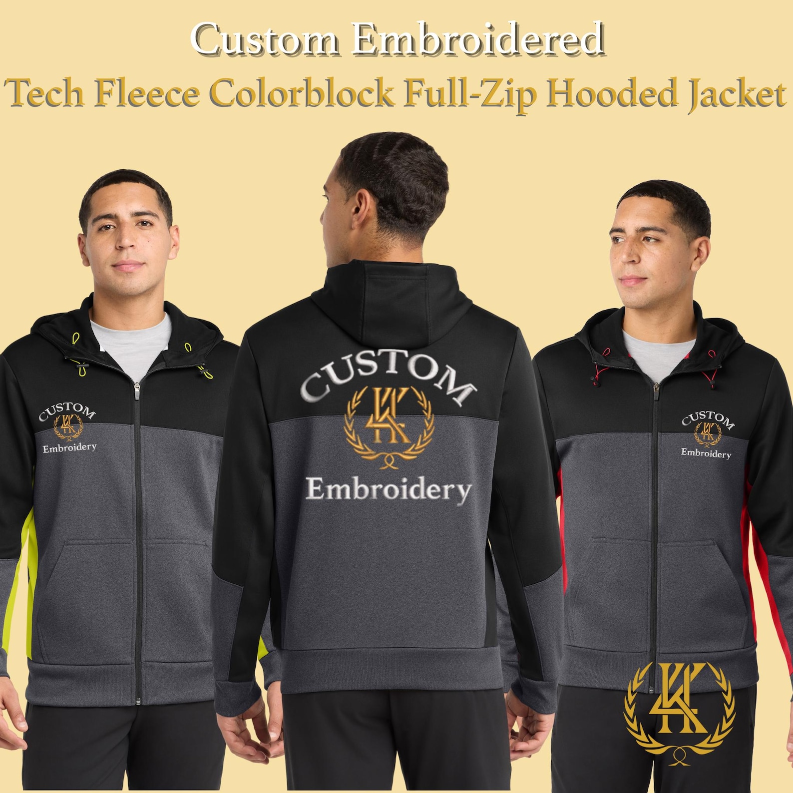 Custom Embroidered Tech Fleece Colorblock Full-zip Hooded Jacket ...