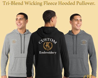 Custom Embroidered Unisex Tri-Blend Hoodie | Personalized PosiCharge Pullover for Men, Women, and Teams