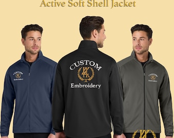 Custom Embroidered Active Soft Shell Jacket | Personalized Lightweight Wind & Water-Resistant Outerwear