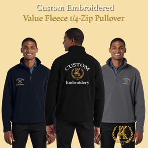Individuell gestickter Fleece 1/4-Reißverschluss Pullover | Weicher, mittelschwerer Low-Pill-Fleece