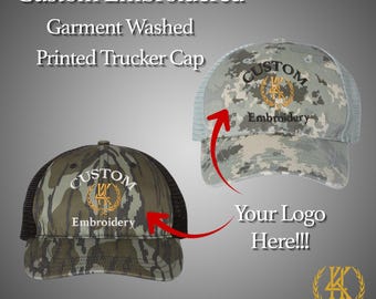 Anpassad broderad Richardson Garment Washed Printed Trucker Cap 111P | Personlig kamouflagehatt