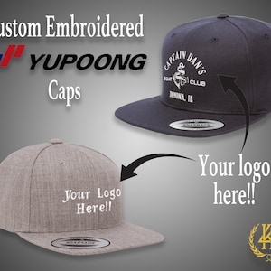 Custom Logo Yupoong 6089, 5089, 6007 Flat Visor Snapback Hats Hats | Custom Embroidered Logo | Custom Design | Custom Hats