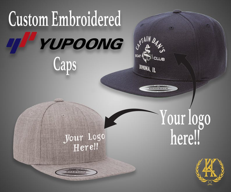 Custom Logo Yupoong 6089, 5089, 6007 Flat Visor Snapback Hats Hats | Custom Embroidered Logo | Custom Design | Custom Hats