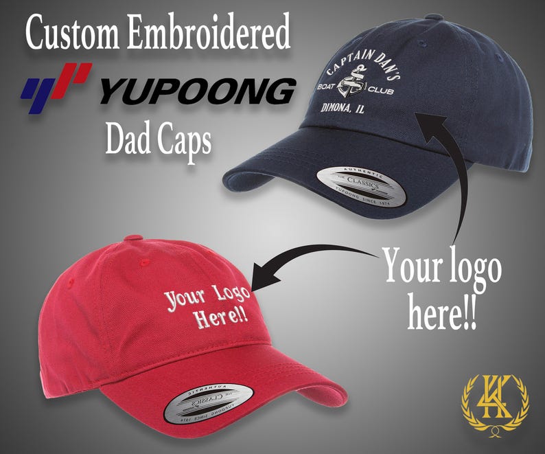 Customize Logo Yupoong 6245CM Dad Hats | Custom Embroidered Logo | Custom Designed hats | Custom Hats. Personalized Dad Hats, Work Hat With logo. Baseball Cap with logo.