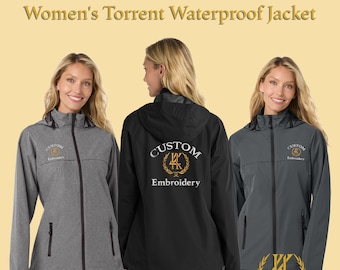 Giacca impermeabile Torrent da donna con ricamo personalizzato / Giacca antipioggia ripiegabile personalizzata
