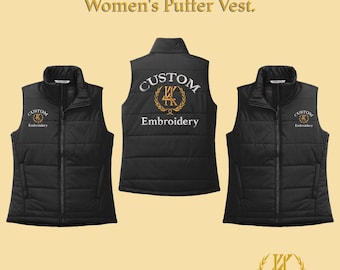 Chaleco acolchado bordado personalizado / Chaleco impermeable para mujer con núcleo acolchado