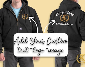 Chaqueta de trabajo con capucha Berne bordada: Lona de algodón resistente, forrada con acolchado.