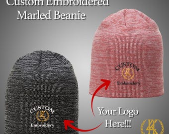 Custom Embroidered Marled Beanie | Personalized Acrylic Knit Cap