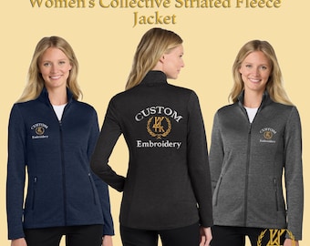 Custom Embroidered Women’s Collective Striated Fleece Jacket | Smooth-Face Stretch Fleece with Modern Pattern