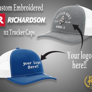 Custom Logo Embroidered Richardson 112 trucker Hats | Design your own Hats | Custom Richardson 112 Trucker Caps | Personalized Hats Bulk