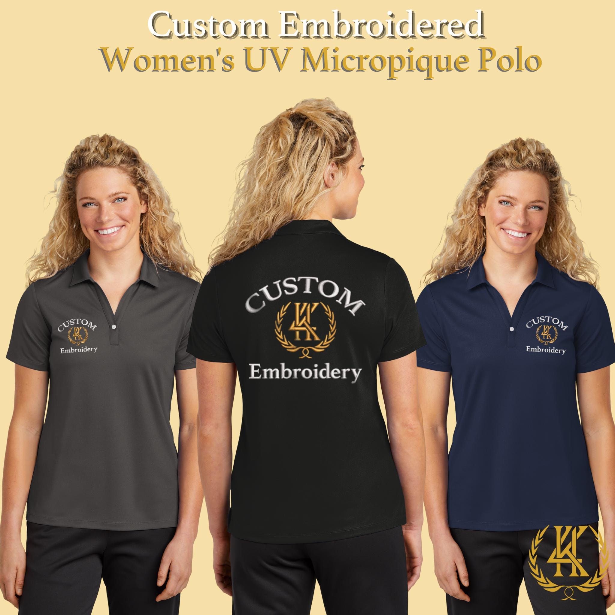 Custom Embroidered Women's UV Micropique Polo Personalized UPF 50 Sun Protection Shirt