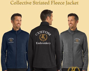 Custom Embroidered Collective Striated Fleece Jacket | Personalized Modern Warm Full-Zip Outerwear