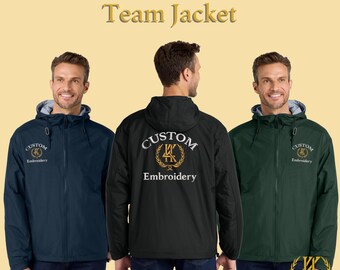 Custom Embroidered Team Jacket | Personalized Nylon Water-Repellent Outerwear with Fleece Lining