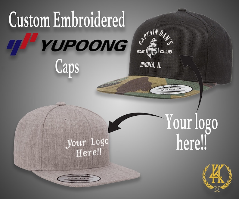 Custom Logo Yupoong 6089, 5089, 6007 Flat Visor Snapback Hats Hats | Custom Embroidered Logo | Custom Design | Custom Hats