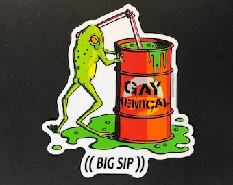 Gay Frog Chemicals Big Sip 4 inch Vinyl sticker