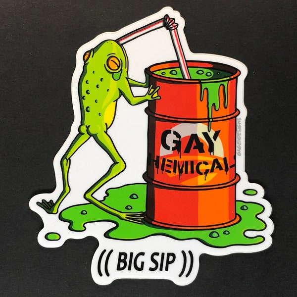 Gay Frog Chemicals Big Sip 4 inch Vinyl sticker