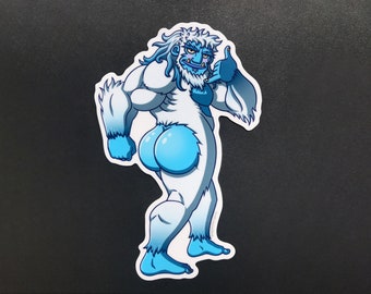 Yeti Abominable Snowman Cryptid Butt Vinyl Sticker 4.5 inch tall