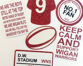 Luxury Wigan Warriors Inspired Cupcake Toppers Cake Charms Personalised With Age Rugby Cake Topper