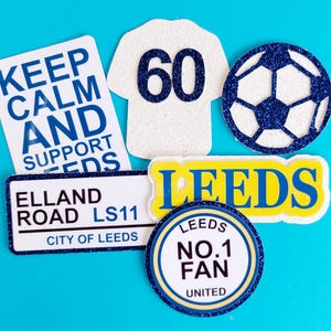 Luxury Leeds Utd Inspired Cupcake Toppers Cake Charms Personalised With Age Football Cake Topper