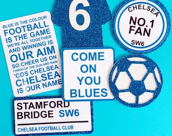 Chelsea Football Birthday Cupcake Toppers, Personalized Age