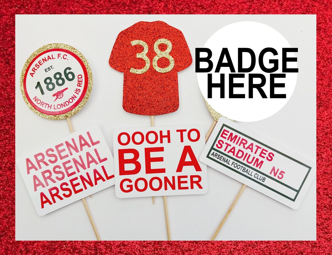 Arsenal Themed Cupcake Toppers Personalised With Age Football Cake ...