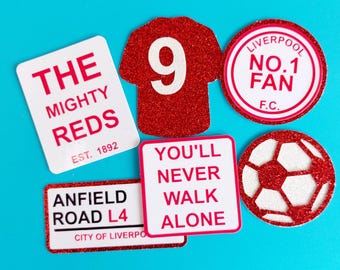 Luxury Liverpool Inspired Cupcake Toppers Cake Charms Personalised With Age Football Cake Topper