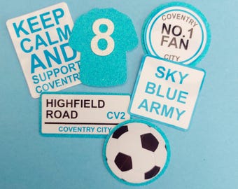Luxury Coventry City Inspired Cupcake Toppers  Personalised With Age Football Cake Topper