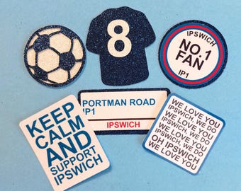 Luxury Ipswich Town Inspired Cupcake Toppers Cake Charms Personalised With Age Football Cake Topper