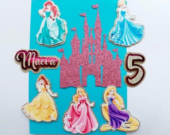 Princess and Castle Name Age Cake Toppers Decorations