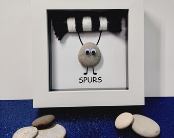 Tottenham Gift for Football Fan | Handmade Pebble Art Frame | Spurs Supporter Decor | Unique Football Keepsake | Father's Day Gift