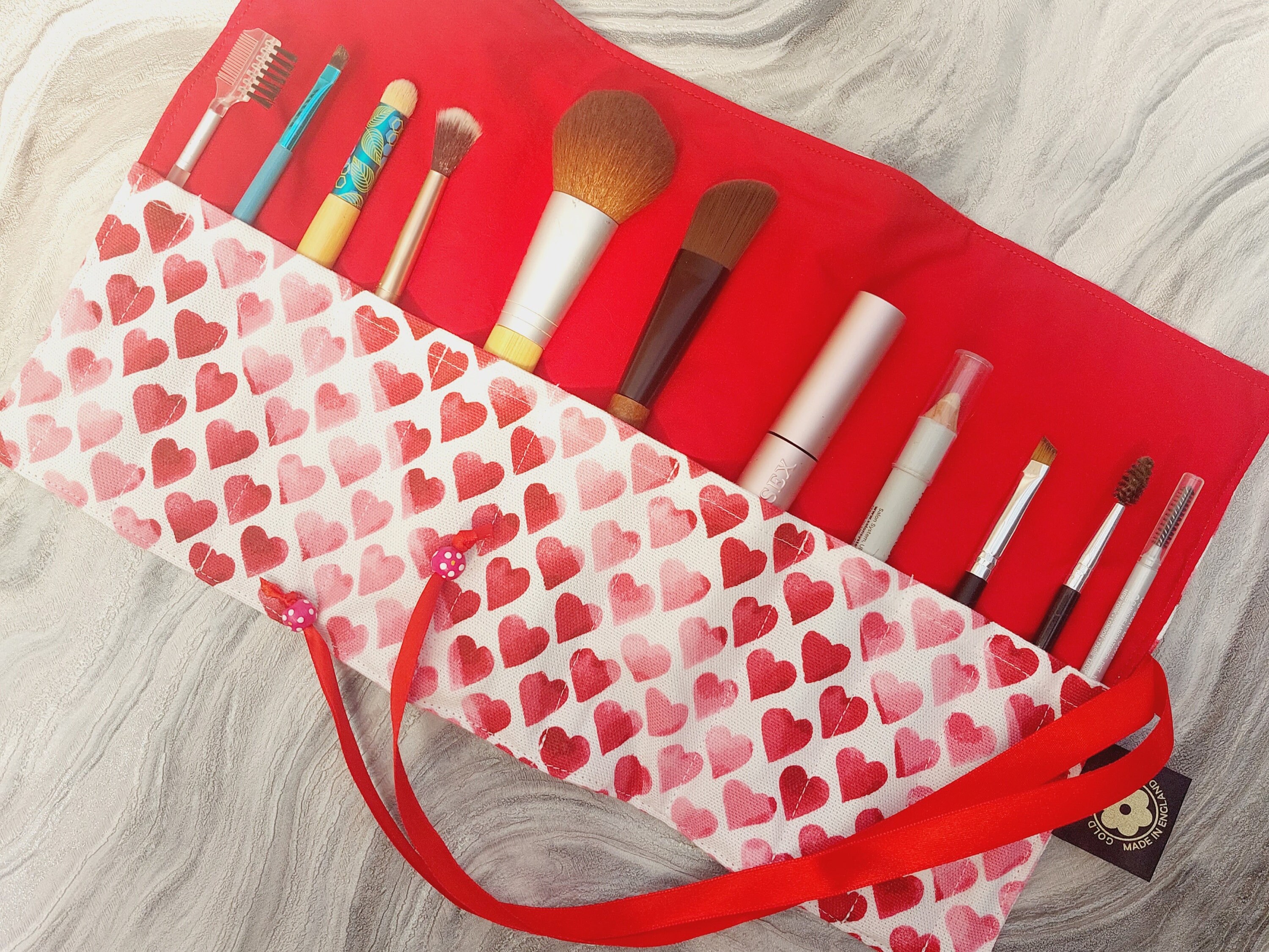 Makeup Brush Roll Emma Bridgewater Pink Hearts Fabric Crochet Etsy UK