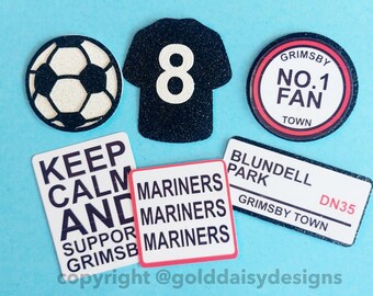 Luxury Grimsby Town Inspired Cupcake Toppers Cake Charms Personalised With Age Football Cake Topper